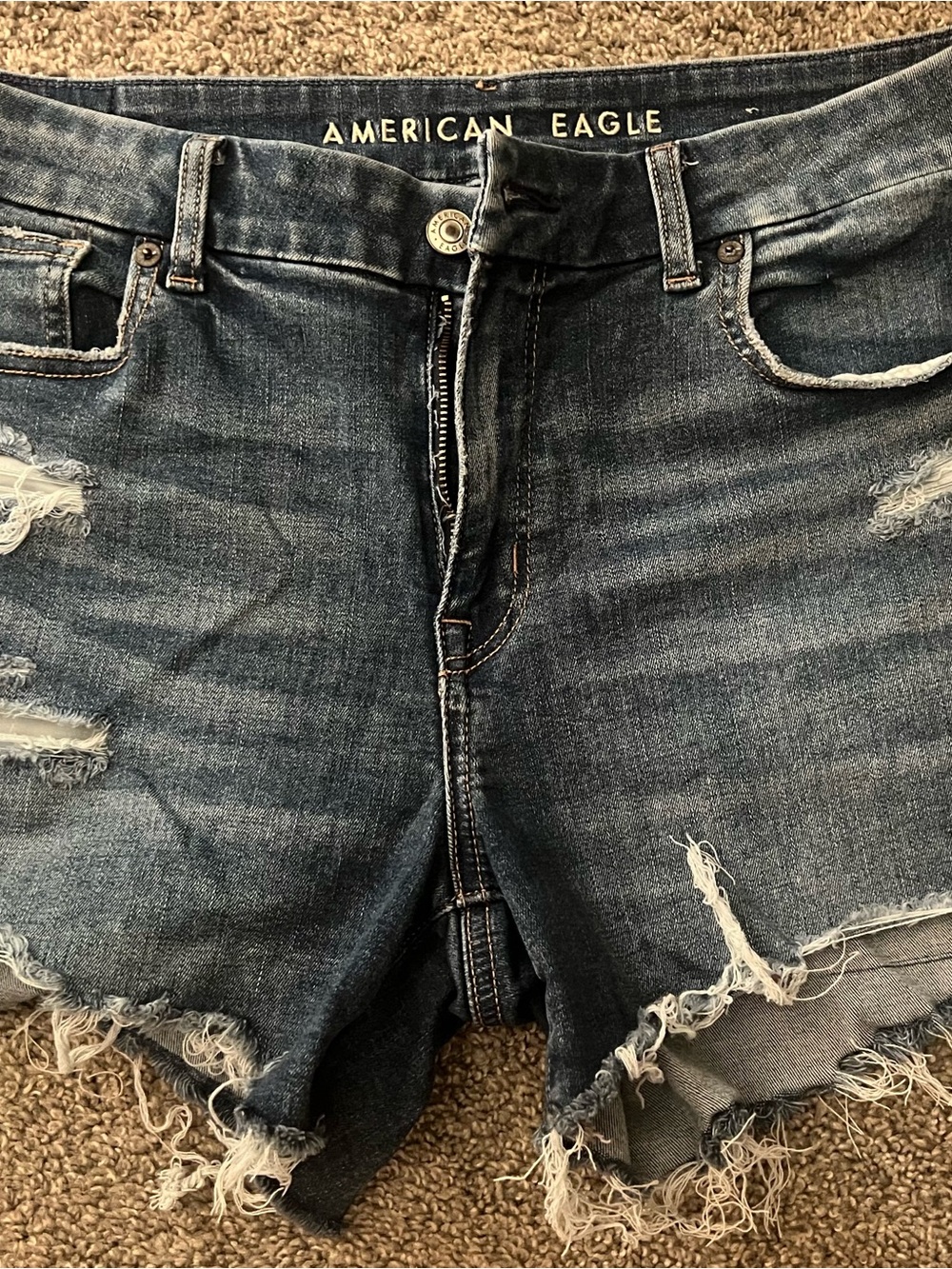 American Eagle Blue Denim Next Level Stretch Cut off Jean Shorts